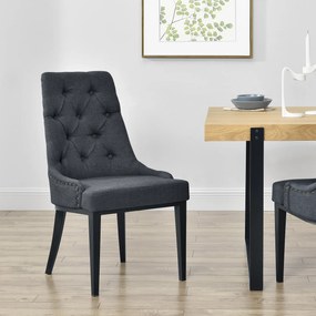 [en.casa] Étkezőszék Chesterfield mintázattal 100 x 53 x 60 cm párnázott szék stabil fémlábak poliészter sötétszürke fekete