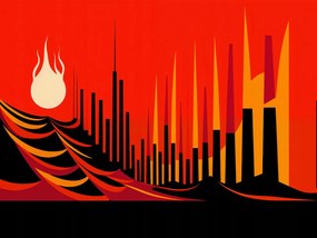 Poszter 80x60cm Városi véres tűz