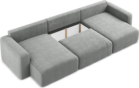 Szürke zsenília kinyitható-tárolóhelyes (U alakú) sarokkanapé Kona – Makamii