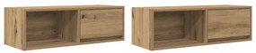2 db kézműves tölgy színű szerelt fa TV-szekrény 80x31x25,5 cm