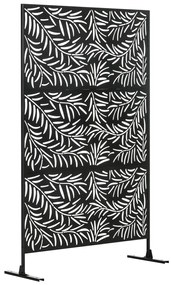 Térelválasztó, fűzfalevél mintás, belátásgátló állvány, 122 x 198 cm, acél, fekete