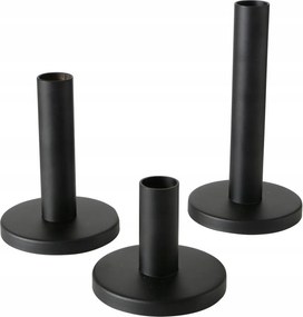 Fém Gyertyatartó Fekete 3 Darabos Szett Ø 9 CM Magas 8 12 16 CM