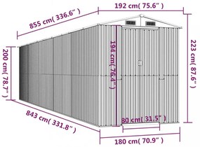 világosbarna horganyzott acél kerti fészer 192x855x223 cm