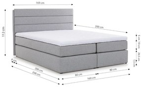 PRIMERA kárpitozott boxspring ágy + topper, 140x200, raquel 04