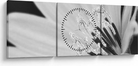 Kép - Fekete-fehér virág (órával) (90x30 cm)