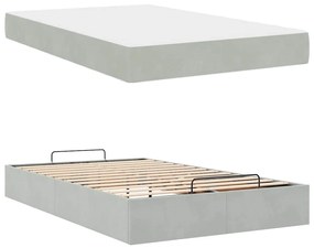 Ágykeret matracmal tárolóval Világosszürke 140 x 190 cm Bársony