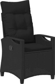 vidaXL Fekvő Kerti Szék Fekete 56 x 60 x 112 cm polirattan