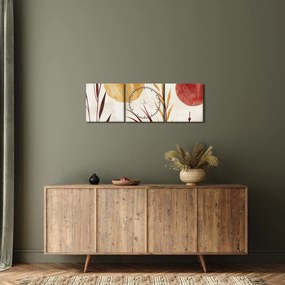 Kép - Növények és körök (órával) (90x30 cm)