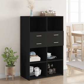 fekete szerelt fa magasszekrény 80 x 42,5 x 124 cm
