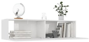 magasfényű fehér szerelt fa TV-szekrény 120 x 30 x 30 cm