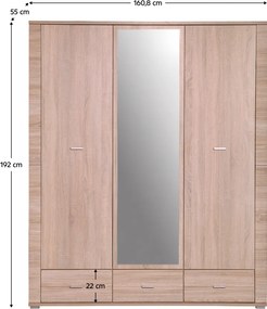 Tükrös szekrény typ 2, sonoma tölgy, GRAND