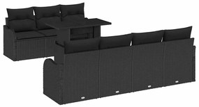 vidaXL Kerti Kanapé Szett párnával tárolóval 8 pcs Fekete Poly Rattan