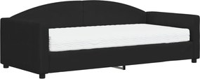 vidaXL fekete szövet kanapéágy matraccal 90 x 190 cm