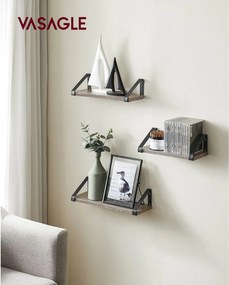 3 darabos lebegő polc szett, szürke és fekete 30/35/40 cm