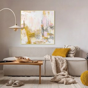 Nyomtatott keretezett vászon kép kézzel festett részletekkel 102x102 cm New Age Yellow – Malerifabrikken