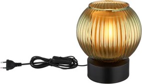 Globo 15638TG Asztali lámpa fém fekete matt, zöld színű üveg búra, belül fehér, fekete PVC kábel, billenőkapcsoló a kábelen, ø: 150mm, M: 170mm, kábel hossza 1500mm, 1x E27 25W 230V izzó nélkül