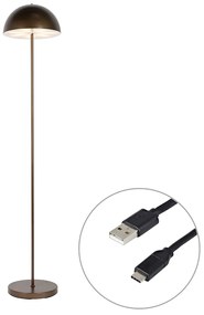 Kültéri állólámpa sötét bronz újratölthető 3 fokozatú fényerőszabályzóval - Keira