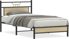 vidaXL sonoma tölgy színű szerelt fa ágykeret matrac nélkül 100x190 cm