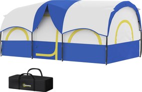 Outsunny Alagút Sátor, 6 Fős Camping Sátor 3 Szobával, UV Védelem, Rácsos Ablakok, Szélálló Családi Sátor Hordtáskával, 3000mm Vízálló Csoport Sátor K