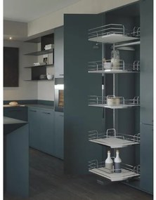 Konyhai fémrács, kamravasalás, 400mm, króm-fehér, részleges kihúzású, 5 kosár, nyíló ajtóhoz Infinity Line 295