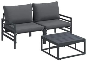 Kerti Kanapé Szett 3 pcs Antracitszürke Acél