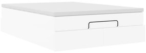 Ottomán ágykeret matraccal fehér 140x190 cm műbőrrel