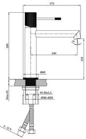Cersanit S951-595 - ZEN 20 cm fekete mosdócsaptelep
