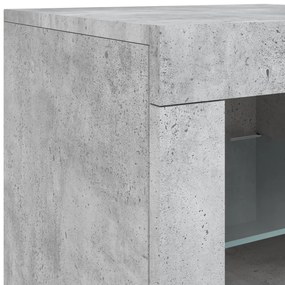 betonszürke tálalószekrény LED-világítással 162 x 37 x 67 cm