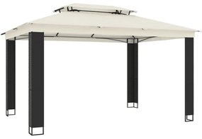 krémszínű acél dupla tetős pavilon 3,94 x 2,96 m