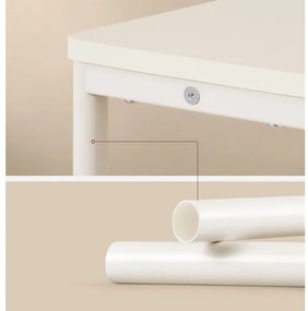 ROD kisasztal beépített konnektorral és USB-portokkal, fehér/krémszínű