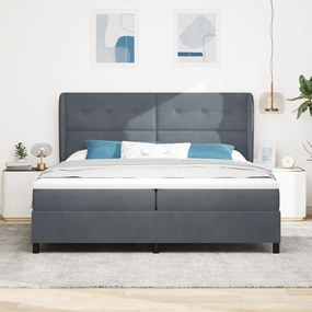 Boxspring Ágy Matrac Köd Szürke 200x200 cm Bársony
