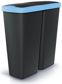 Hulladékgyűjtő DUO fekete, 50 l, kék / fekete