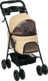 PawHut Kiskutya Kocsik a Kiskutyák és Macskák Számára, Összecsukható Funkcióval Oxford Khaki 67 x 45 x 96 cm | Aosom