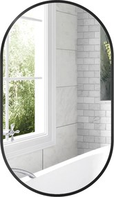 HOMCOM Ovális Fürdőszobai Tükör 40x70 cm Aluminium Kerettel Dekoratív Fali Tükör Vízszintes vagy Függőleges Használatra Fekete | Aosom