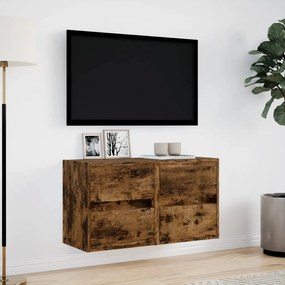 2 db füstös tölgy fali TV-szekrény LED-ekkel 41 x 31 x 45 cm