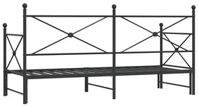 kihúzható kanapéágy matrac nélkül fekete 90x200 cm acél