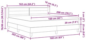 Boxspring ágy matraccal sötétszürkében, 160 x 200 cm szövet