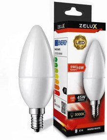 Zelux Led Candle C37 6W E14 3000K Gyertya Izzó