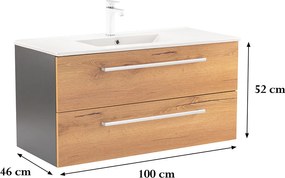 Vario Clam 100 alsó szekrény mosdóval antracit-tölgy