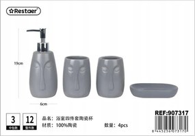 Elegáns 4 részes fürdőszoba szett szürke színben