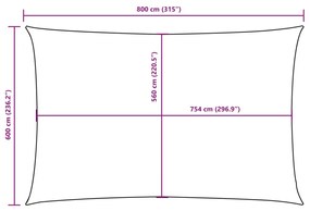 fehér téglalap alakú oxford-szövet napvitorla 6 x 8 m