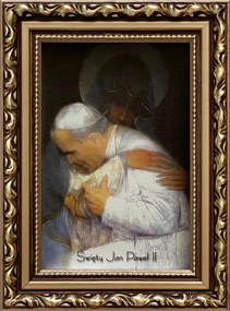 VĂĄszonkĂ©p 19x14 Szent II. JĂĄnos PĂĄl PĂĄpa Arany DĂszĂtett Fa Keret