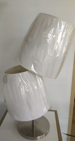 Asztali éjjeli lámpa nagy króm szatén asztali lámpa lámpabúra dupla XXL