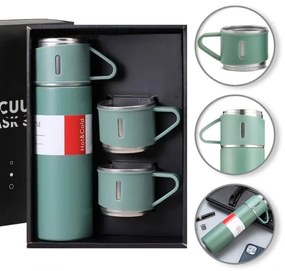 Termosz 500 ml 3 csészével HOT&COLD, zöld