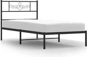 vidaXL fekete fém ágykeret fejtámlával 90 x 200 cm