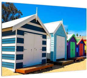 Kép - Brighton Beach, Melbourne, Ausztrália (üvegen) (70x50 cm)