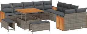 vidaXL Kerti Kanapé Szett 13 pcs Szürke Poli Rattan és Porfestett Acél
