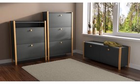 Bode sötétszürke cipősszekrény, három fiókkal - Woodman