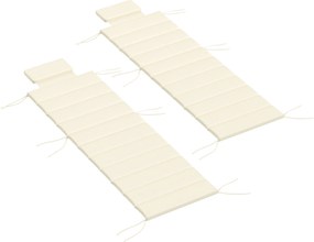 Outsunny 2 db Párna Összecsukható Napozóágyakhoz Kerti Napágy Matrac 203x66x3 cm Fejtámlával és Rögzítő Szíjakkal Krém | Aosom