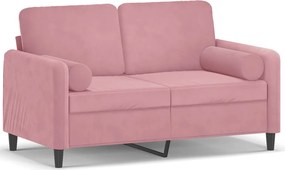 vidaXL 2 személyes rózsaszín bársony kanapé díszpárnákkal 120 cm